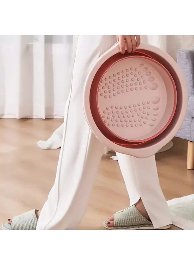 Pink Foldable Foot Basin Portable Thickened Soaking Tub With Sole Massager - Image 4